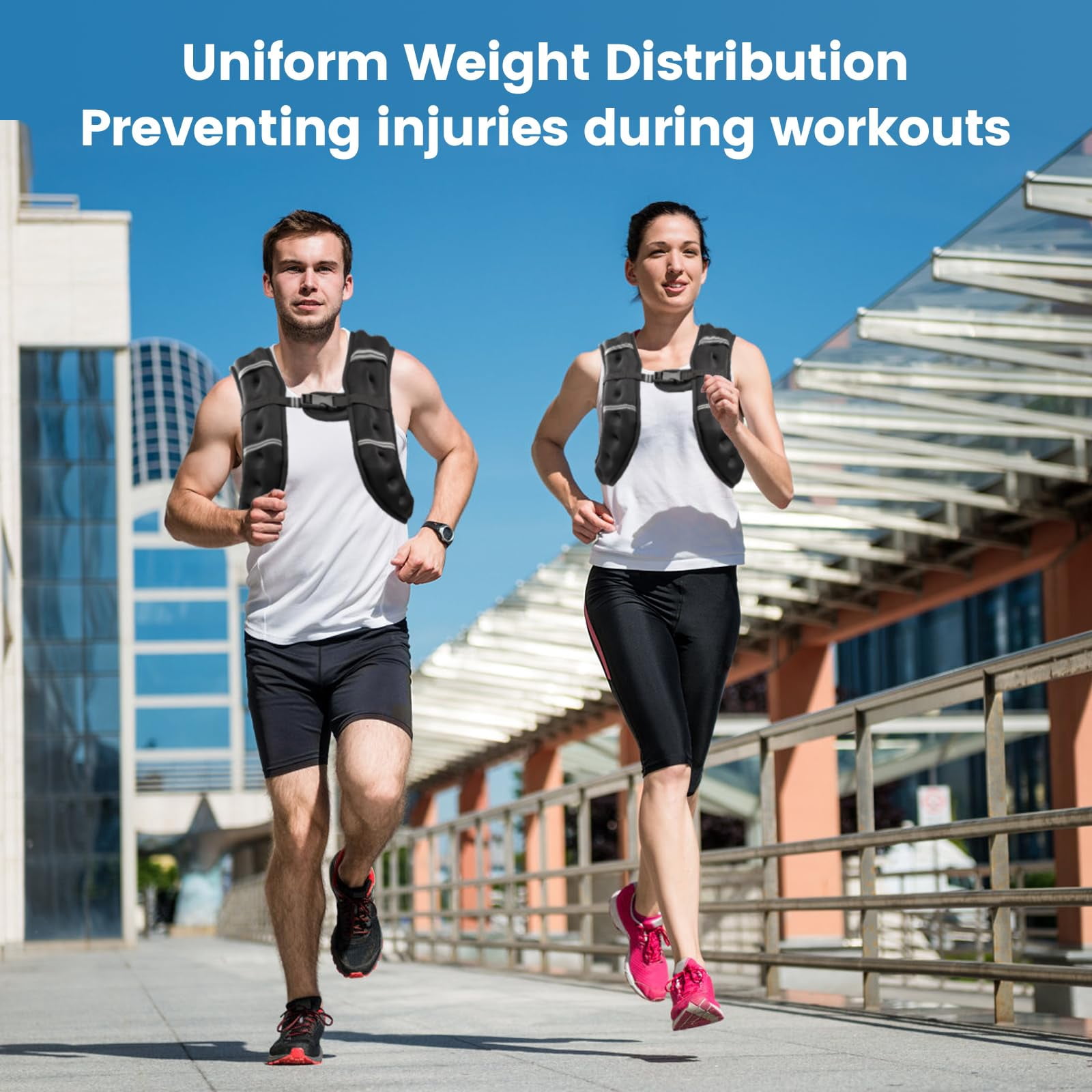 Black 8lb Weighted Vest for Workout Strength Running Fitness