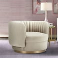 thumbnail image 7 of Maklaine Modern Velvet Swivel Accent Chair in Taupe Beige/Gold, 7 of 7