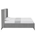 thumbnail image 4 of Posh Living Kam Upholstered Velvet & Wood Queen Platform Bed in Light Gray, 4 of 8
