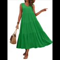 thumbnail image 1 of Vestidos de Verano para Mujer, Sin Mangas, Largos, con Escote en V, Informales, Fluidos y con . Verde S, 1 of 7