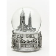 New York Skyline Water Globe Landmarks Statue of Liberty, Empire State Building, Brooklyn Bridge 3.5 inches in all sliver color