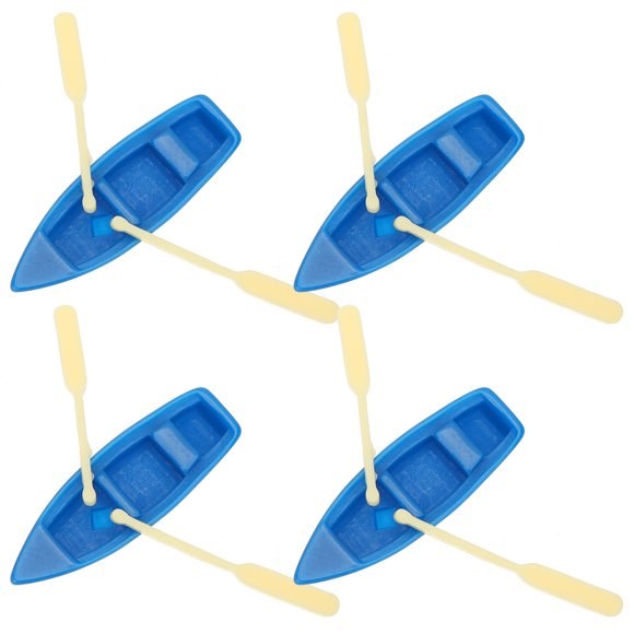 WHAMVOX 4Set Resin Boat Crafts Blue Mini Shape Nautical Theme Decoration Micro Landscape Lovers