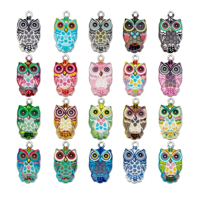 20 piezas de dijes para hacer joyas, suministros de artesanía, suéter, de moda, brazalete decorativo, dijes de búho para bolsos.