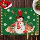 thumbnail image 4 of Manteles individuales de lino y algodón con estampado navideño, de color liso, con diseño de muñeco de nieve y Papá Noel, para mesa de comedor, aislantes, 4 of 5