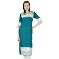 thumbnail image 1 of Bimba Kurta Kurti Femme Manches 3/4 Formelle Décontractée Tunique en Rayonne avec Dentelle, 1 of 3