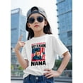 thumbnail image 1 of Girls' " My Favorite Veteran is My Nana" Graphic T-Shirt - Casual Cotton Short-Sleeve Crewneck, Summer Round Neck Tee for Kids, Patriotic Print, Soft & Versatile Top, 1 of 5