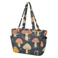 thumbnail image 2 of FORMRS Tote Bag for Women Quilted Large Capacity Travel Work Carry On Shoulder Handbag, Black Mushroom Pattern, 2 of 7