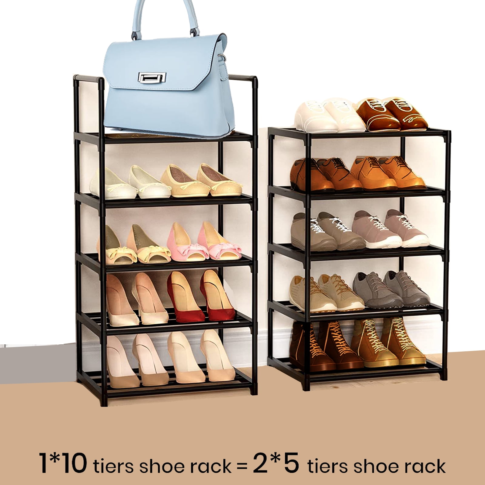 Tripumer Narrow Shoe Rack 10 Tiers Tall Shoe Rack Organizer 20-24