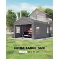 thumbnail image 3 of Acekid 10x20 FT Heavy Duty Carport with 4 Roll-Up Windows, Portable Garage Removable Sidewalls, Waterproof UV Protected, Grey, 3 of 6