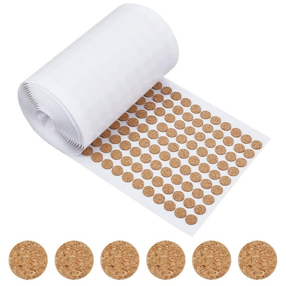 2000pcs 0.39 Inch Adhesive Cork Pads Flat Round Cork Dots Cork Disc Cork Mat for Cabinets and Table Top Items Non-Slip Furniture Protectors 1.5mm Thick