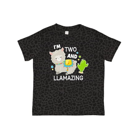 

Inktastic Im Two and Llamazing with Llama and Cactus Gift Toddler Boy or Toddler Girl T-Shirt