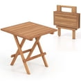 thumbnail image 1 of Costway 1 PC Patio Folding Side Table Indonesia Teak Wood Square Slatted Tabletop Portable Picnic, 1 of 9