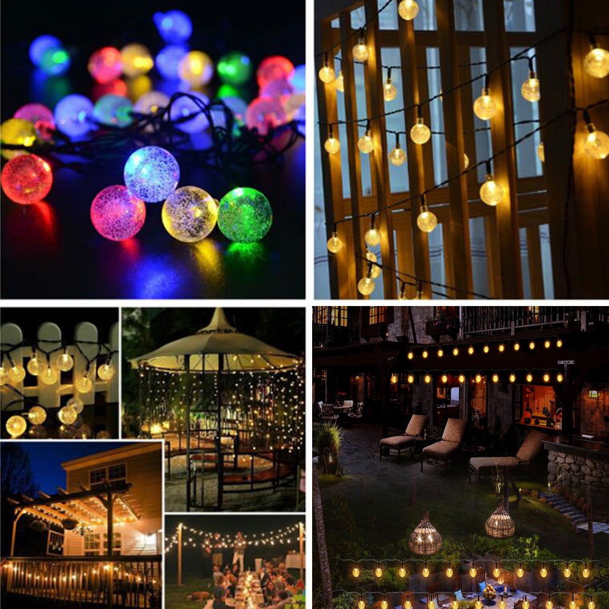 BBQ 21ft 30LEDs Water Drop Decorative Lights for Garden Christmas Tree and Home Ornaments. Camping Solar String Lights Party T-SUN Solar Powered Outdoor Garden Fairy Lights