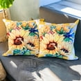 thumbnail image 4 of 2 Pack Oudtdoor Throw Pillow Covers 18x18, Summer Decorative Square Pillow Covers for Home Sofa Couch Bedroom Garden Balcony Hallway Decor (Yellow Sunflower, 18x18), 4 of 6