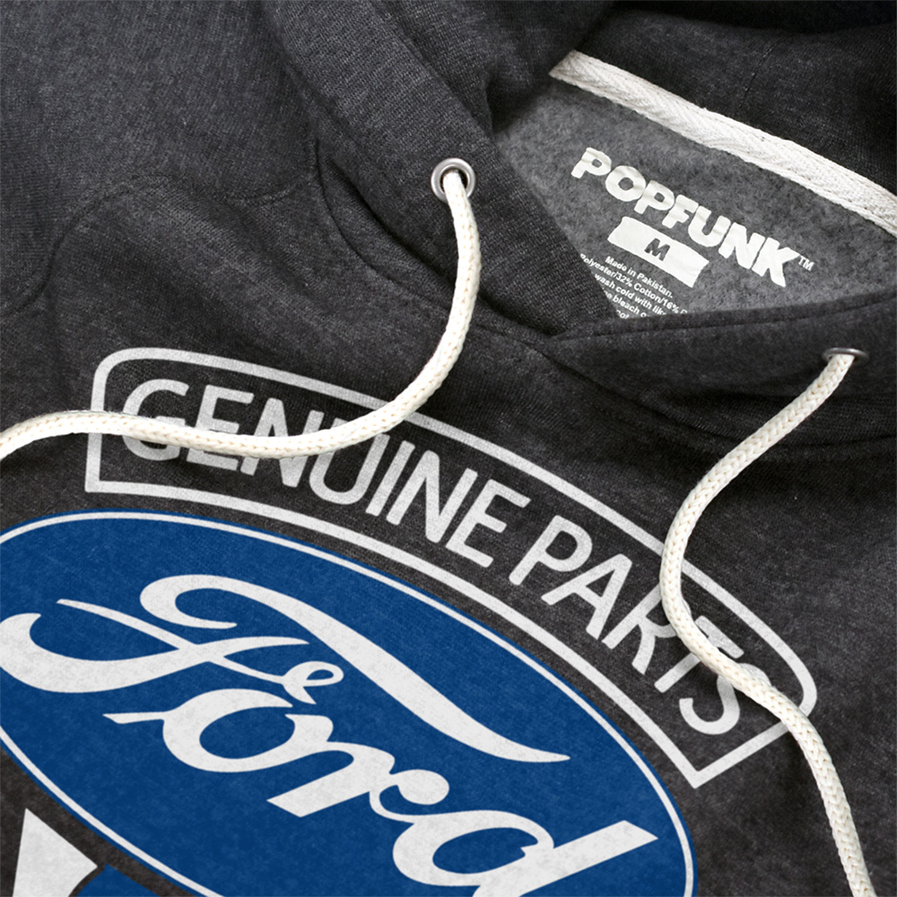Ford V8 Genuine Parts Unisex Adult Slim Fit Pull-Over Heather Hoodie, Charcoal, Small