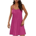 thumbnail image 2 of Xihbxyly Dresses for Women Summer Solid Color Off the Shoulder Mid-Length Dress Quick Dry Slim Fit Sleeveless Holiday Party Dresses, 2 of 6
