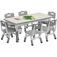 thumbnail image 1 of Height - adjustable niños mesa y 6 sillas set superficie grafiti (47.2 x 23.6 pulgadas), includes detachable almacenamiento box. durable, bpa - free, non - slip ages 2 - 10 in playroom, classr..., 1 of 8