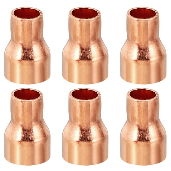 Uxcell 1/2" to 5/16" ID Copper Reducer, 6Pcs Copper Reducing Coupling Pressure Fitting Pipe Tube Connector Adapter