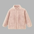 thumbnail image 2 of Lmnyox Boys Girls Fleece Coat Zip Up Stand Collar Long Sleeve Sherpa Jacket with Pocket Casual Thermal Outerwear, 2 of 3