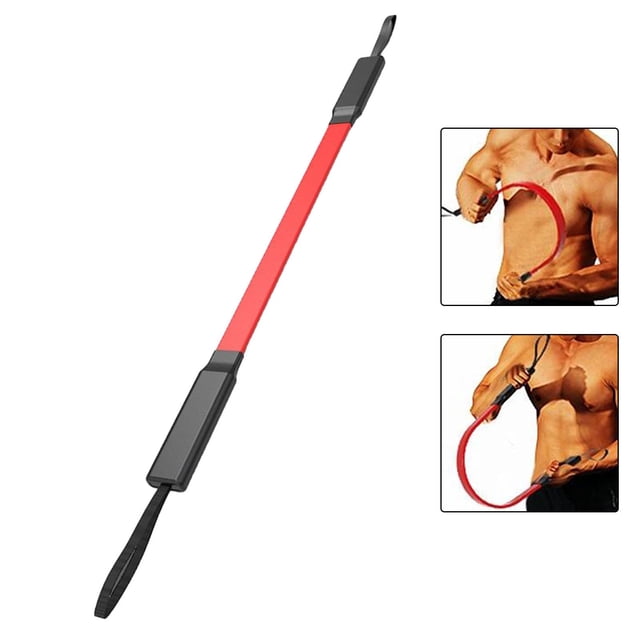 Ejercitador del cuerpo de la barra del poder de la fibra de vidrio, expansor del pecho del ejercicio del gimnasio del entrenamiento del músculo 30kg Negro Rojo