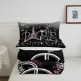 thumbnail image 5 of Erosebridal Eiffel Tower Paris Print Comforter Sets Full Size, Pink Butterfly Flower Comforters & Duvets, Super Cozy Bedding Full Comforter Set, Black Bedroom Decorative, 3-Piece, 5 of 8