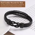 thumbnail image 2 of Men's Bracelets Gifts for Men - Brown Braided Leather Infinity Knot Bracelets Engraved Love Massage for Son Daddy Man Brother Husband Boyfriend, Personalised Mens Bracelets Birthday Gift, 2 of 7