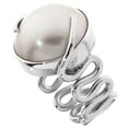 thumbnail image 2 of White Mabe Cultured Pearl Bali Handmade 925 Sterling Silver Ring, 2 of 4