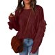 thumbnail image 3 of Gibobby Suéteres para mujer, Suéter clásico de algodón Suave con Cuello Barco para Mujer Suéter para Mujer(RD1,XG), 3 of 5