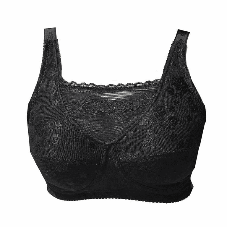 BIMEI Mastectomy Bra with Pockets for Breast Prosthesis Women Wirefree  Everyday Bra plus size 8103,Black, 36B