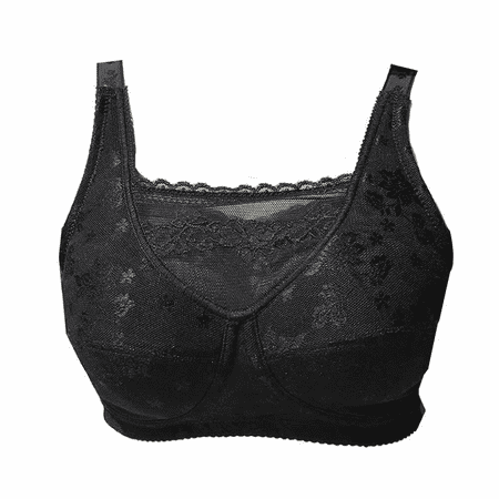 

BIMEI Mastectomy Bra with Pockets for Breast Prosthesis Women Wirefree Everyday Bra plus size 8103 Black 38D