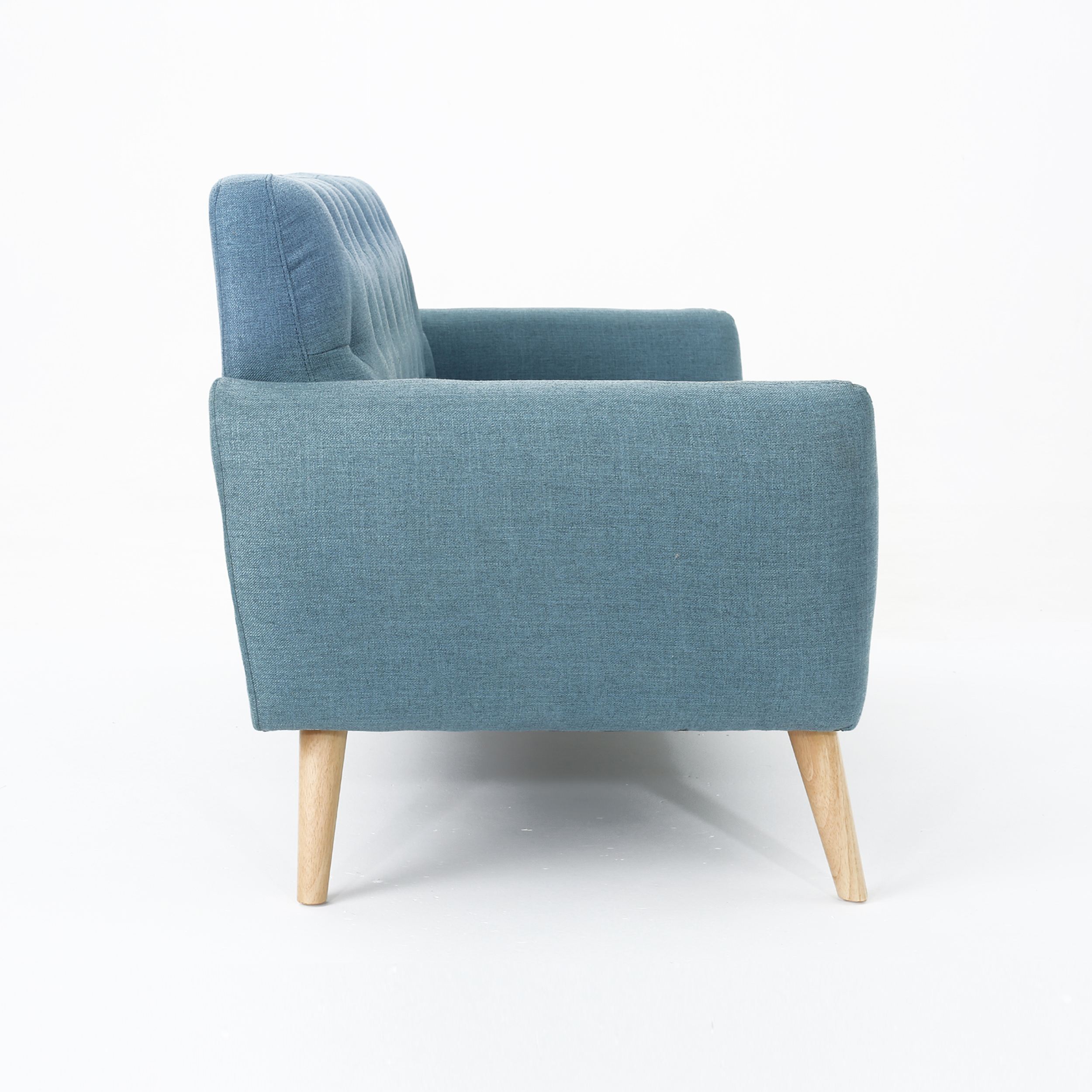 GDF Studio Alscot Mid Century Modern Fabric Tufted Oversized Loveseat, Blue and Natural - image 4 of 8