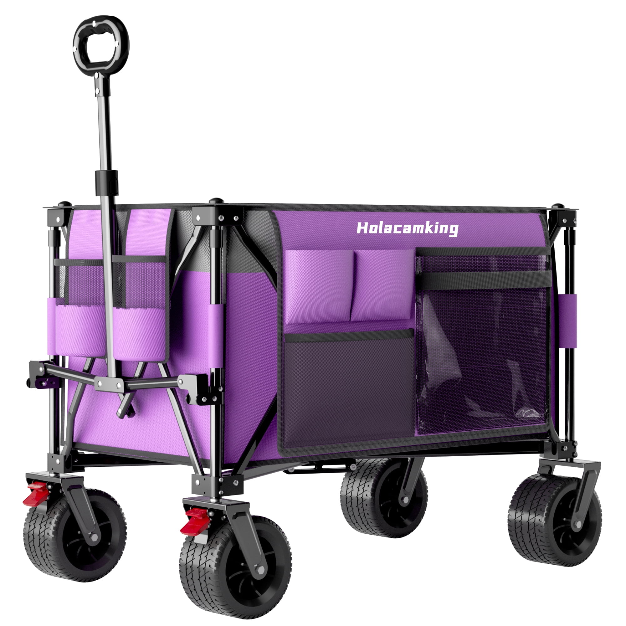 Foldable Utility Wagon with Canopy Awning 520 lbs Capacity All-Terrain Wheels Beach Camping Cart