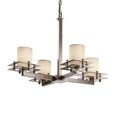 thumbnail image 1 of Justice Design POR-8100-10-WAVE-NCKL Limoges Metropolis - 4 Light Chandelier with Waves Flat Rim Cylinder Shade Brushed Nickel Incandescent Polished Chrome Finish, 1 of 2