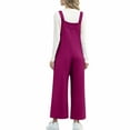 thumbnail image 5 of Olyvenn Women's Casual Loose Overalls Jumpsuits One Piece Sleeveless Wide Leg Long Pants Solid Rompers Double Pockets Watermelon Red L, 5 of 8