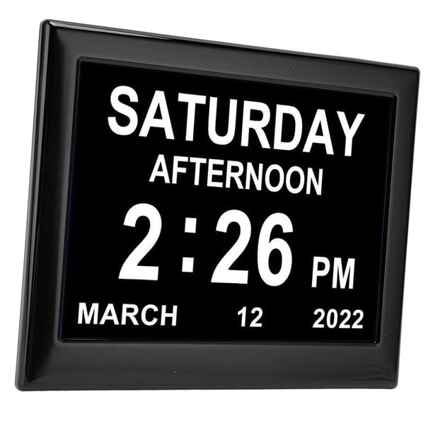 Reloj Electrónico, Reloj Con Calendario Digital De 8 Pulgadas, 12 Grupos De Alarma, Multifunción, Atenuación Automática, 3 Grupos De Recordatorios De Medicamentos Para Personas
