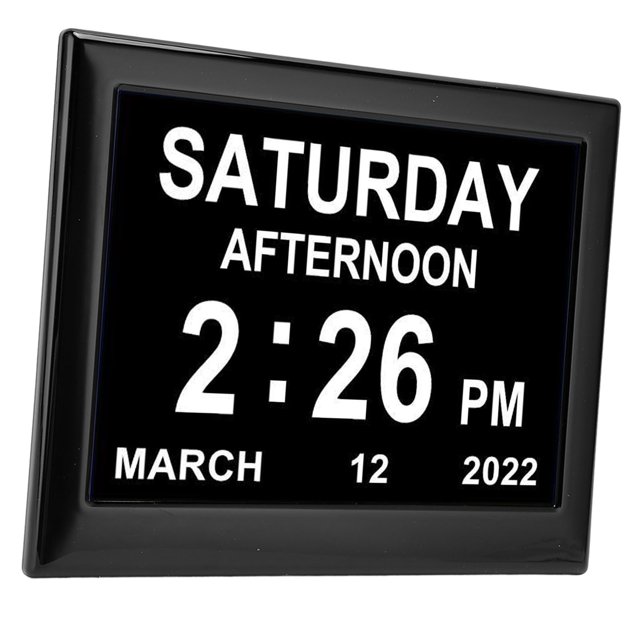 Reloj Electrónico, Reloj Con Calendario Digital De 8 Pulgadas, 12 Grupos De Alarma, Multifunción, Atenuación Automática, 3 Grupos De Recordatorios De Medicamentos Para Personas