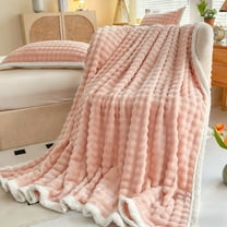 Full Size Blankets Soft Layer Double-Sided for Bed - Super Soft Cozy Fleece Blanket for Women Men , Large Fuzzy Throws for Bedroom Decor, 51X59 Inches （Pink）