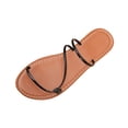 thumbnail image 2 of PiGOGI Women's Metallic Thin Strap Flat Sandals Non-Slip Comfortable Slide Summer Black 5.5, 2 of 9