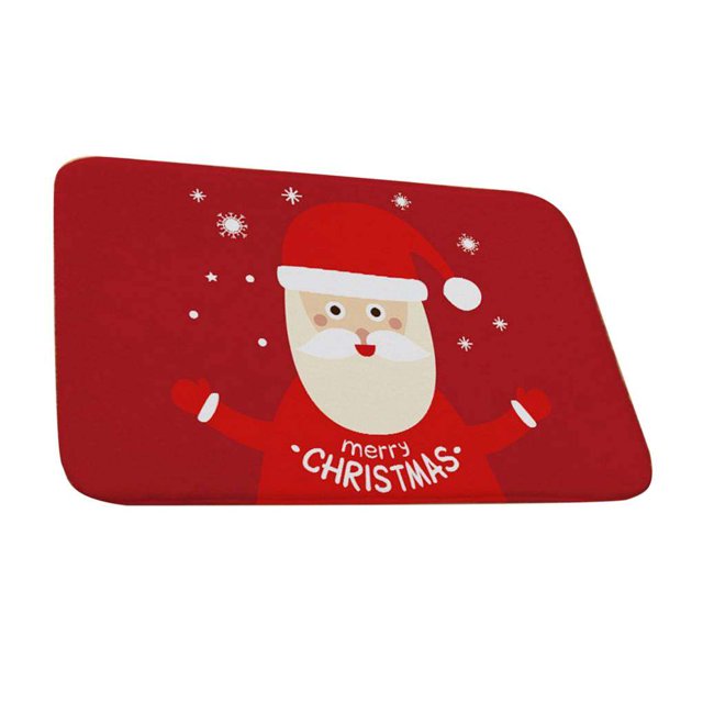 facefd Red Christmas Flannel Carpet Santa Claus Floor Mat Xmas Tree Cartoon Floor Protector Skid Resistance Rug