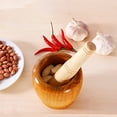 thumbnail image 5 of Manual Solid Wood Garlic Press - Wooden Mortar and Pestle Set for Grinding and Seasonings Manual Garlic Grinder Bowl Kitchen Tool, 5 of 9