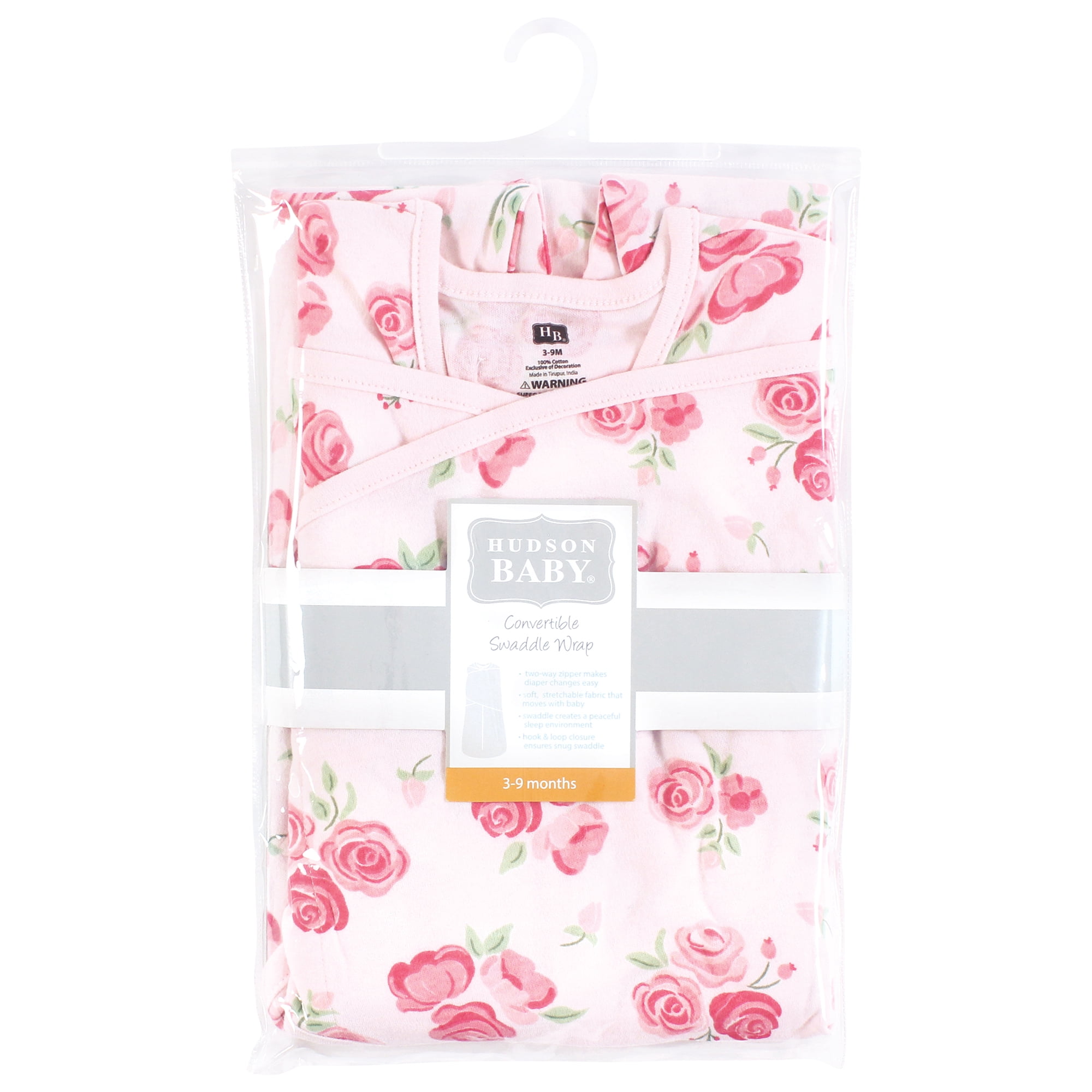 Hudson Baby Infant Girl Convertible Swaddle Sleep Sack, Blush Rose, 0-3 Months