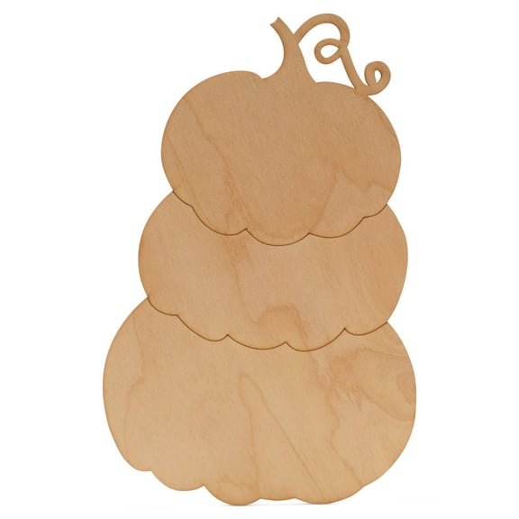 Wood Pumpkins Stack Cutout 12 x 7-1/4-inch, 1/8 inch Thick, Pack of 2 Pumpkin Crafts, Fall Pumpkins to Decorate, by Woodpeckers
