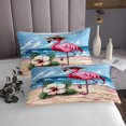 thumbnail image 3 of Erosebridal Cartoon Flamingo Coverlet Set Twin, Flower Floral Bedding Set, Beach Decor 2 Pieces, 3 of 5