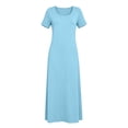thumbnail image 7 of Yteetum Maxi Dresses for Women Summer Short Sleeve Crewneck A Line T Shirts Dresses Casual Solid Round Neck Loose Lightweight Comfy Long Dress, 7 of 7