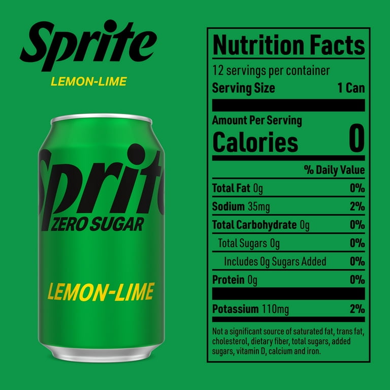 Sprite Zero Sugar Lemon Lime Soda Pop, Clear, 12 fl oz, 12 Sprite Zero Sugar Lemon Lime Soda Pop, Clear, 12 fl oz, 12