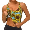 thumbnail image 4 of Xecao Sunflowers for Sports Bra with Removable Pads, Crop Tank Top Design, Women's Longline Sports Bra - Non-Wired - Small, 4 of 9