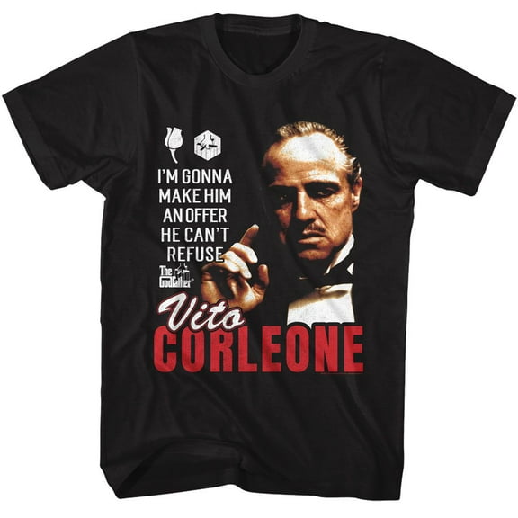 The Godfather Offer He Can't Refuse Corleone Black Adult T-Shirt 2Xl