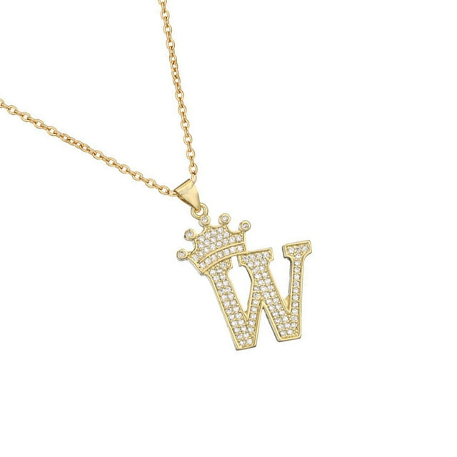 Jumpingount InitialNecklacePendantEnglish Letter A to Z Name Crystal Gold Charm Modern Birthday Valentine'sDay Gifts Ropa, zapatos y accesorios Miscelánea W 1