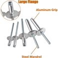 thumbnail image 2 of GFDYREE 50pcs 1/8" x 5/16" Large Flange Aluminum Blind Rivets, 3.2 x 8mm Pop Rivets (Silver), 2 of 5