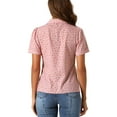 thumbnail image 3 of INSPIRAR CHIC Blusas de Cuello en V para Mujeres Elegantes Casual con Estampado de Cereza, con Solapa Notch, de Manga Corta de Verano, Talla XS, Rosa, 3 of 6